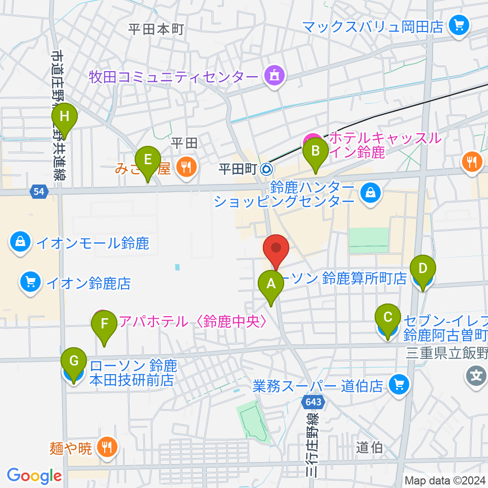 鈴鹿ANSWER周辺のコンビニエンスストア一覧地図