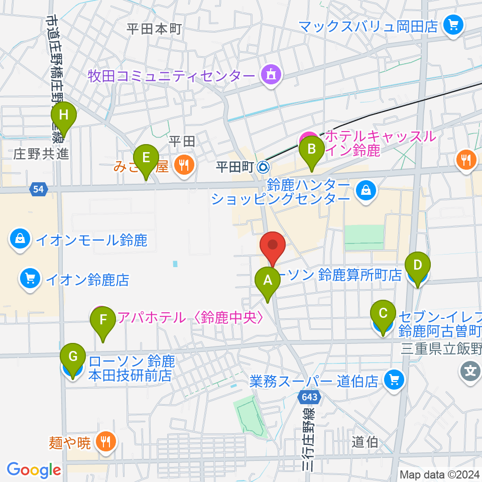 鈴鹿ANSWER周辺のコンビニエンスストア一覧地図