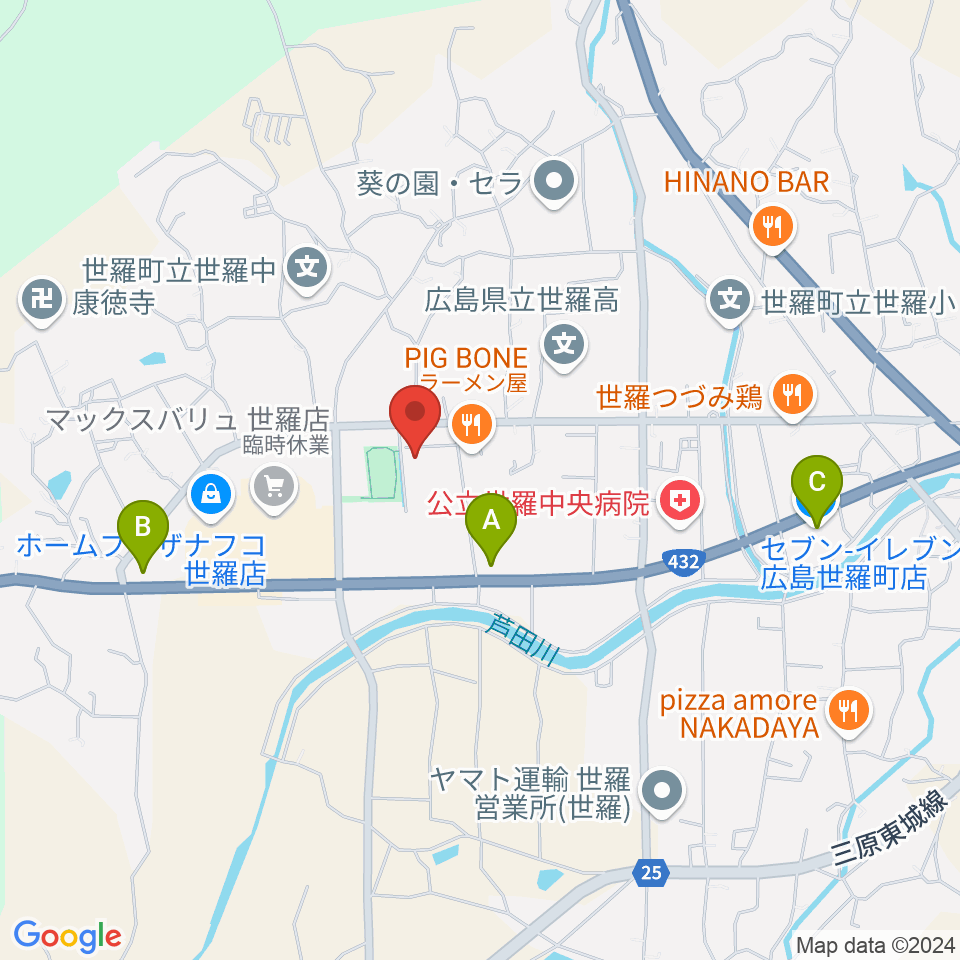 せら文化センター パストラルホール周辺のコンビニエンスストア一覧地図