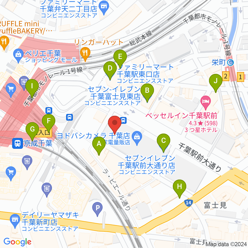 NHK文化センター千葉教室周辺のコンビニエンスストア一覧地図