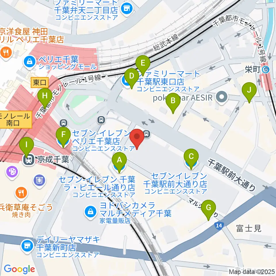 NHK文化センター千葉教室周辺のコンビニエンスストア一覧地図