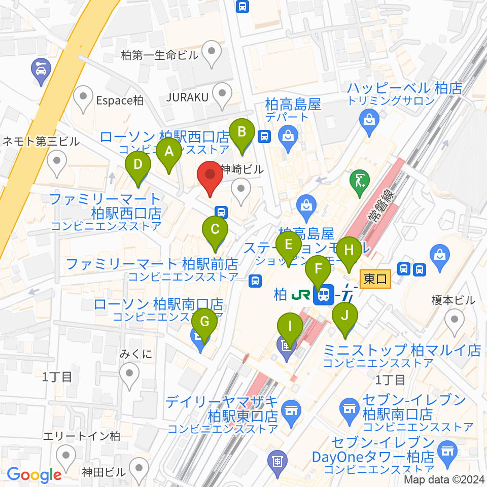 NHK文化センター柏教室周辺のコンビニエンスストア一覧地図