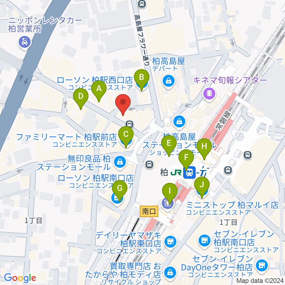 NHK文化センター柏教室周辺のコンビニエンスストア一覧地図