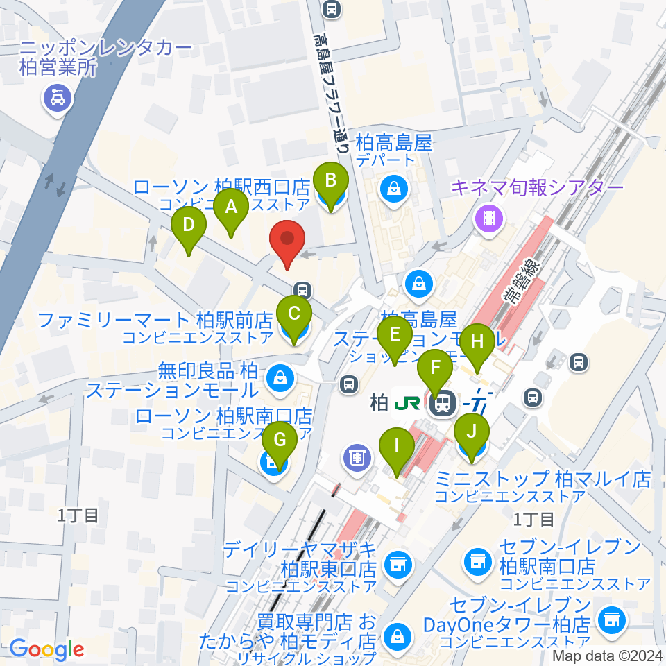 NHK文化センター柏教室周辺のコンビニエンスストア一覧地図