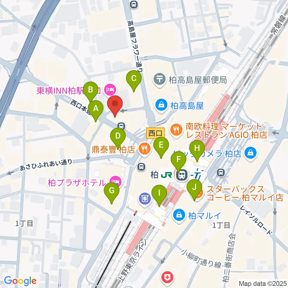 NHK文化センター柏教室周辺のコンビニエンスストア一覧地図