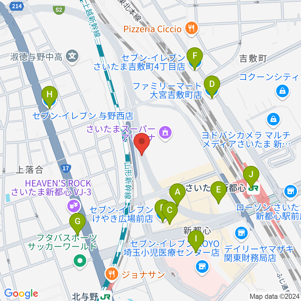 NHK文化センター さいたまアリーナ教室周辺のコンビニエンスストア一覧地図