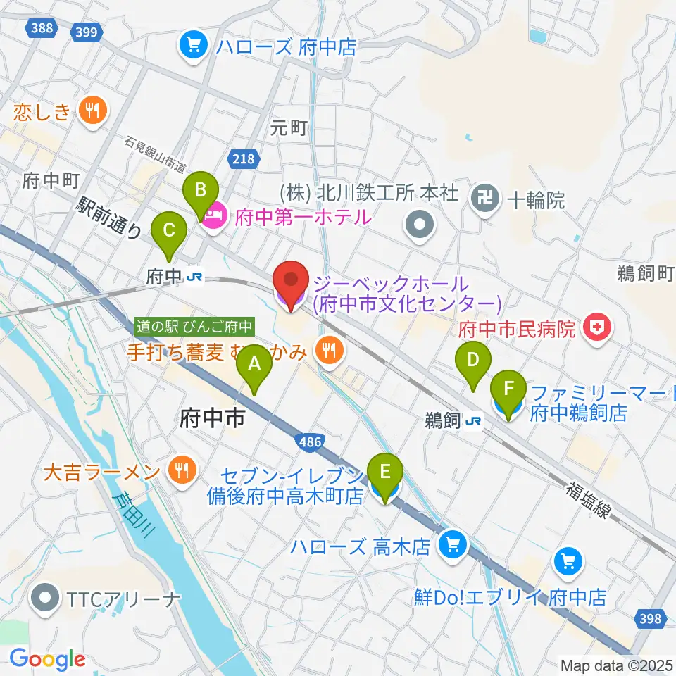 ジーベックホール周辺のコンビニエンスストア一覧地図