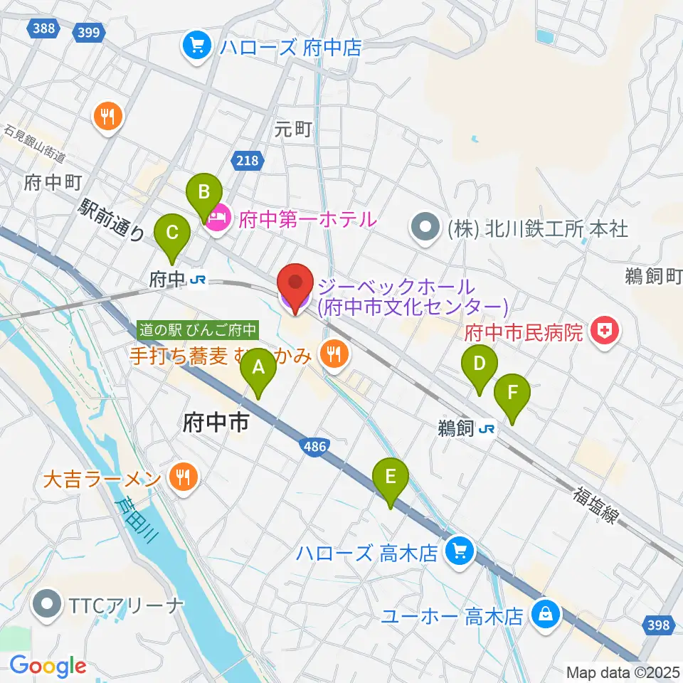 ジーベックホール周辺のコンビニエンスストア一覧地図