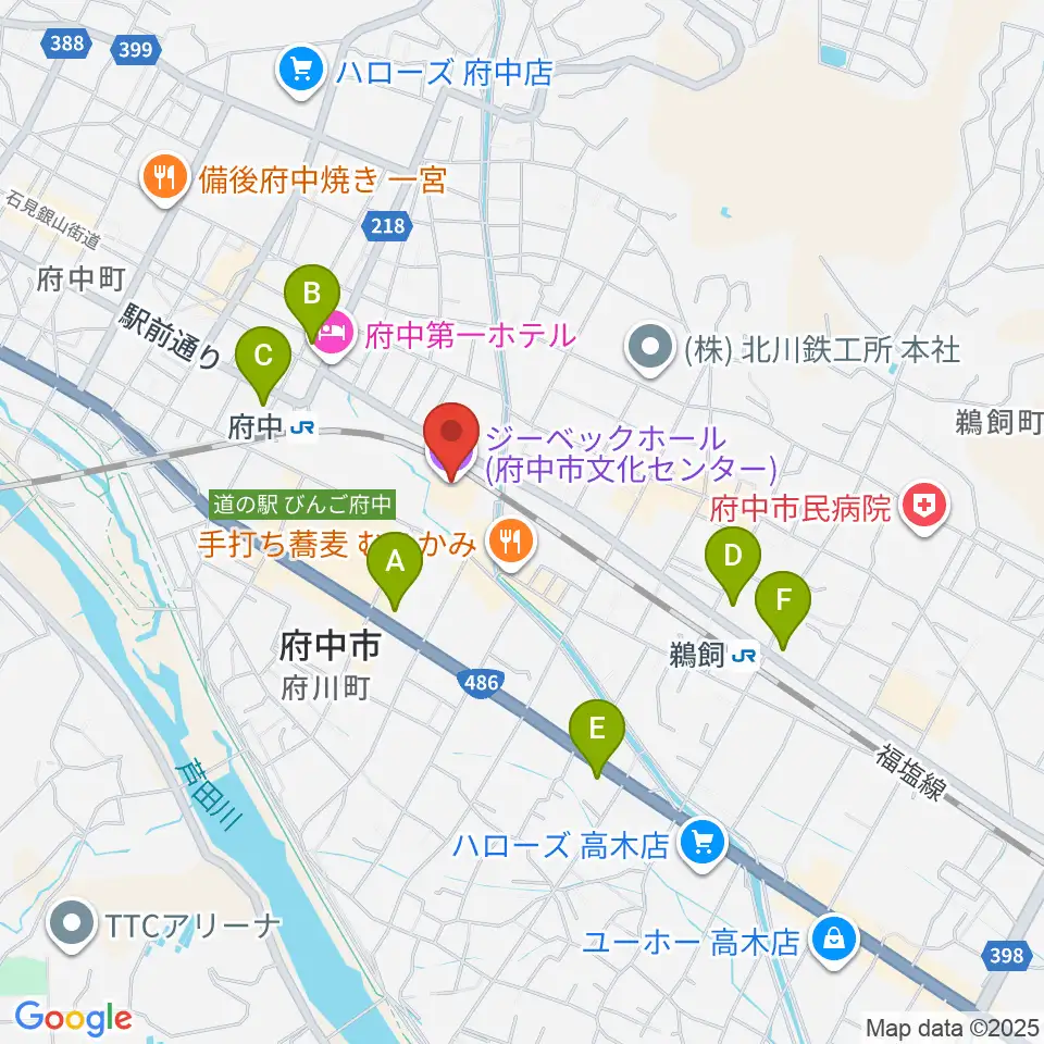 ジーベックホール周辺のコンビニエンスストア一覧地図