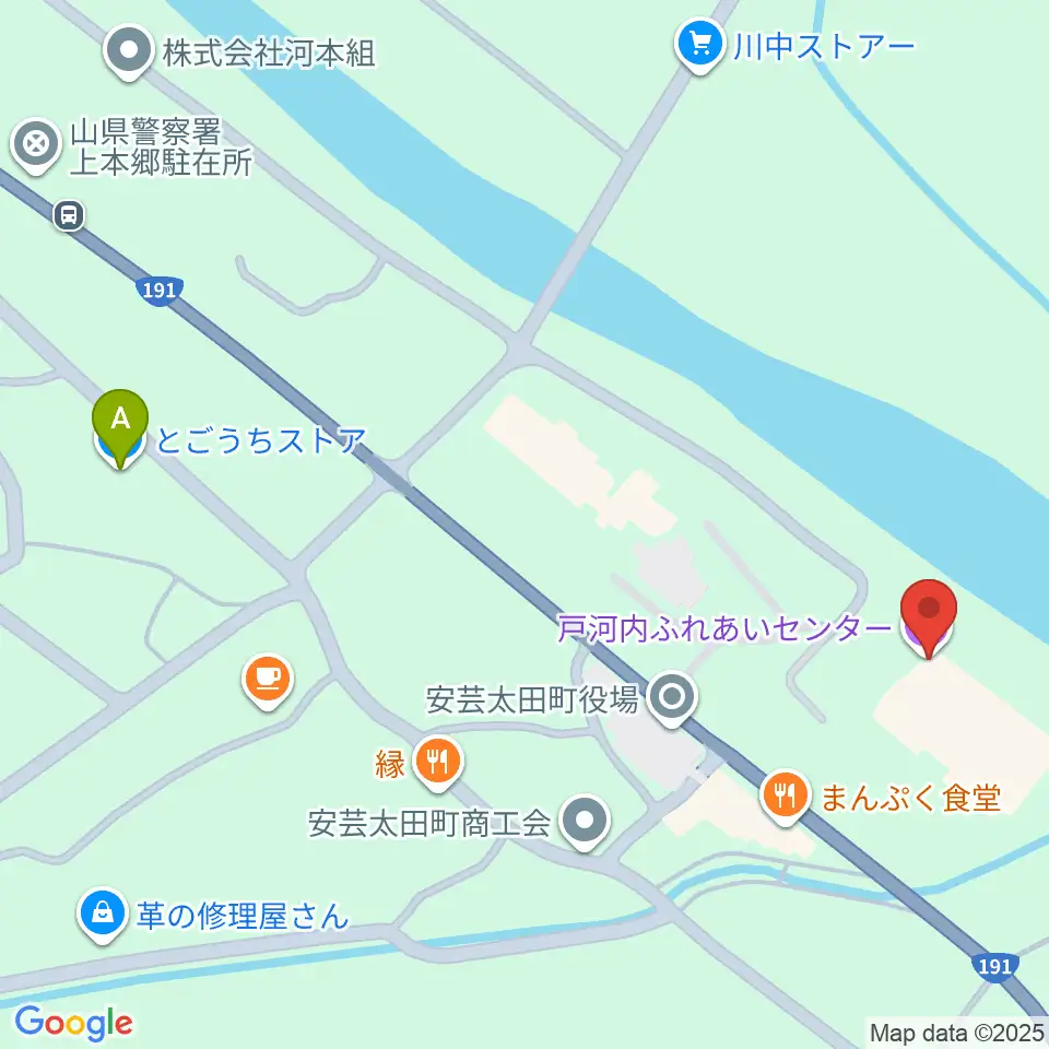 戸河内ふれあいセンター周辺のコンビニエンスストア一覧地図