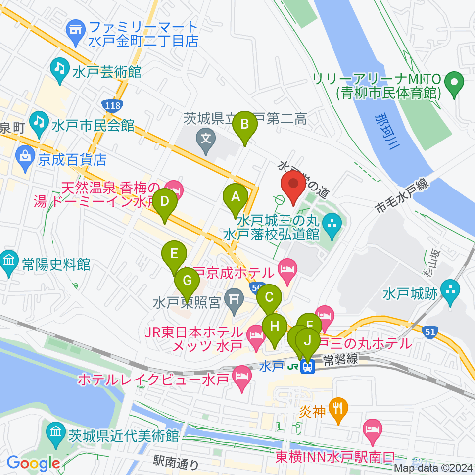 NHK文化センター 水戸教室周辺のコンビニエンスストア一覧地図