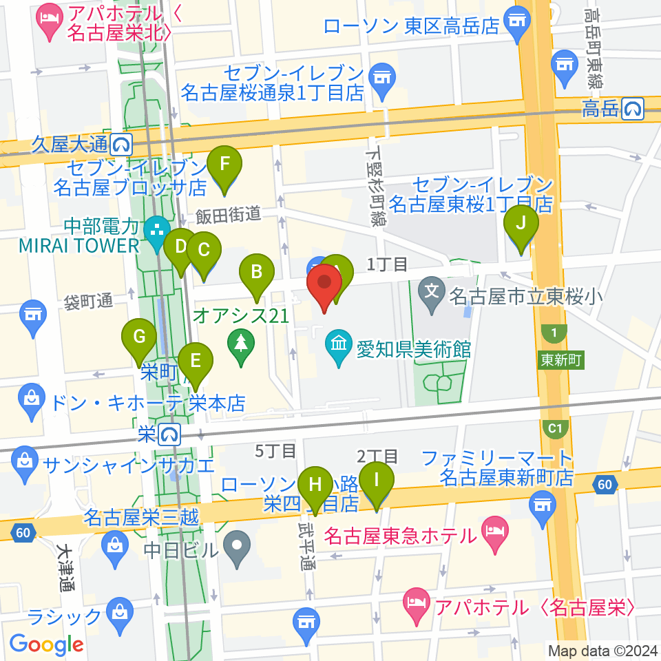NHK文化センター 名古屋教室周辺のコンビニエンスストア一覧地図