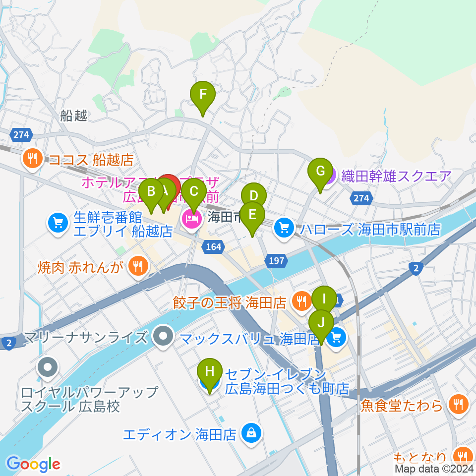 安芸区民文化センター周辺のコンビニエンスストア一覧地図