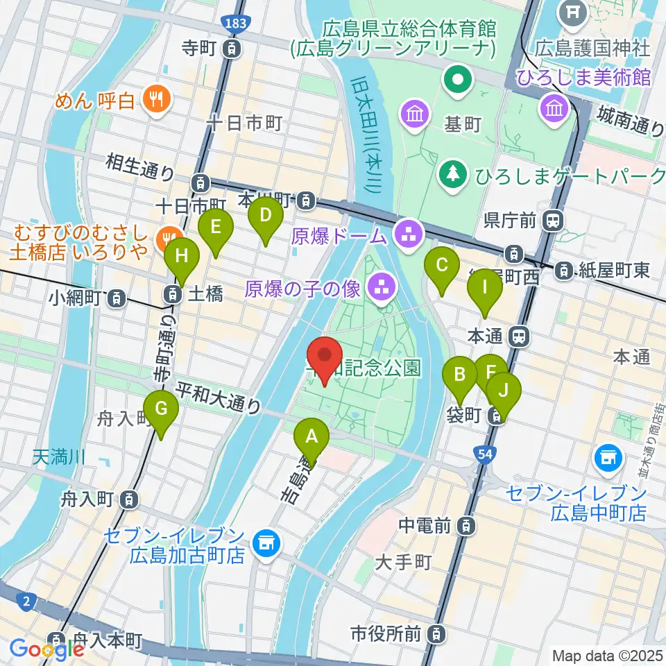 広島国際会議場フェニックスホール周辺のコンビニエンスストア一覧地図