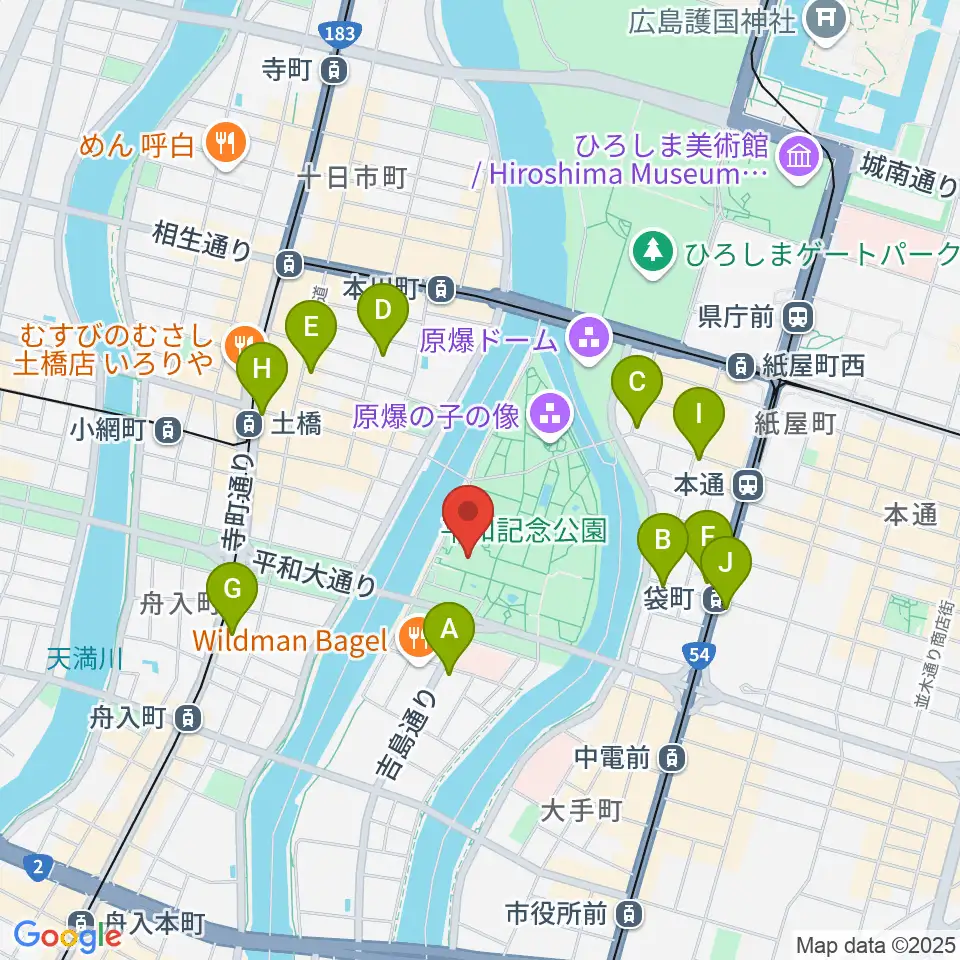 広島国際会議場フェニックスホール周辺のコンビニエンスストア一覧地図