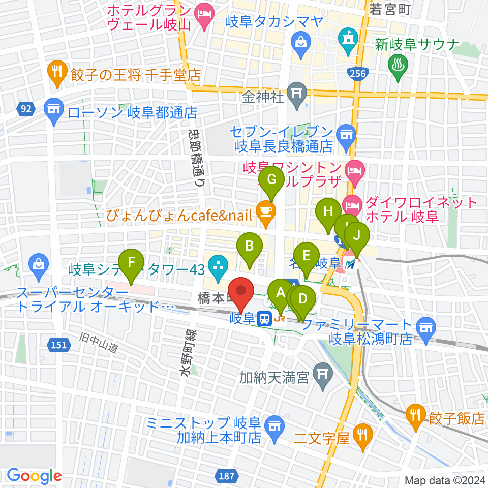 NHK文化センター 岐阜教室周辺のコンビニエンスストア一覧地図