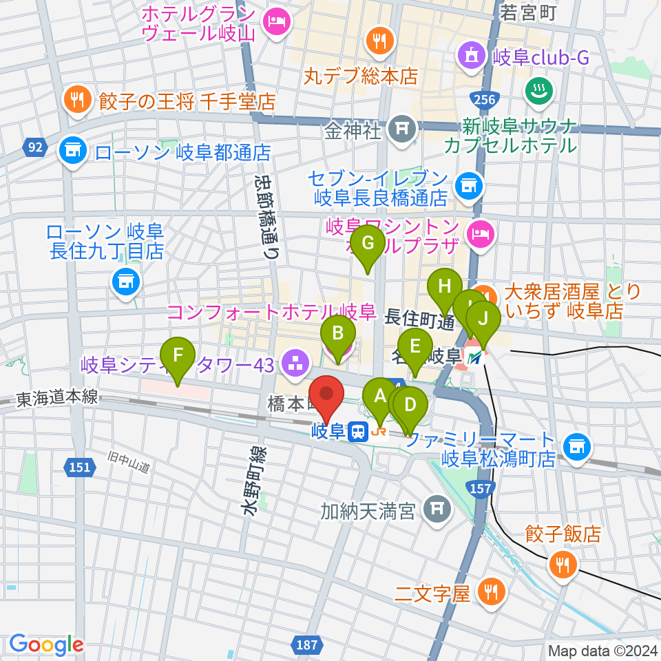 NHK文化センター 岐阜教室周辺のコンビニエンスストア一覧地図