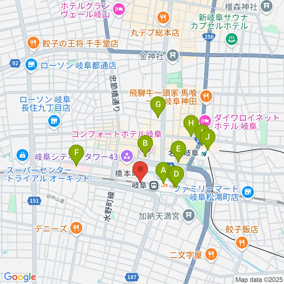 NHK文化センター 岐阜教室周辺のコンビニエンスストア一覧地図