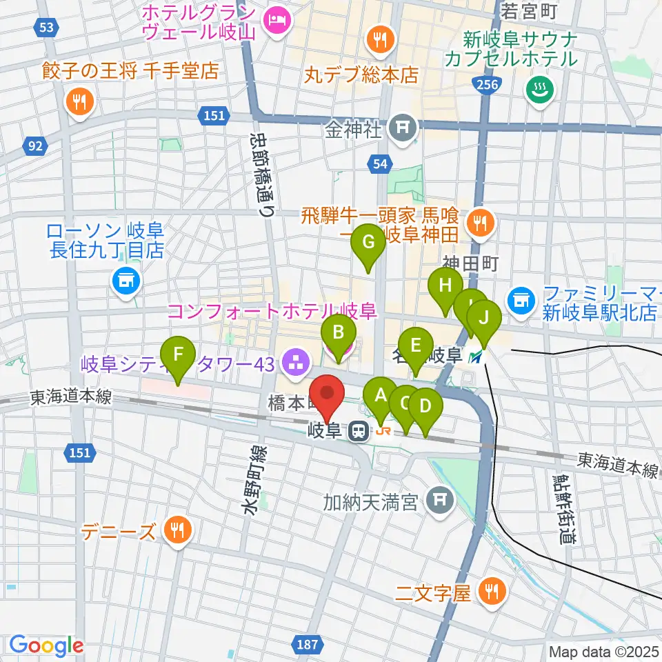 NHK文化センター 岐阜教室周辺のコンビニエンスストア一覧地図