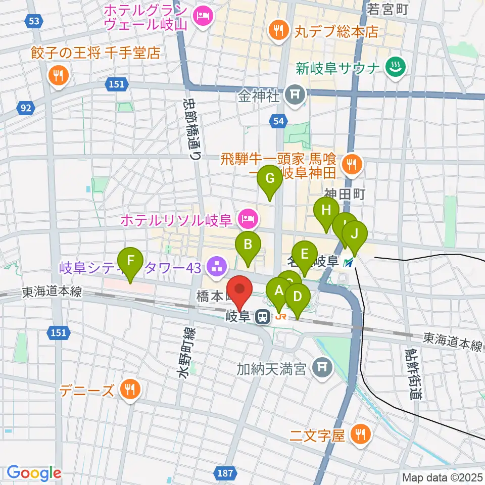 NHK文化センター 岐阜教室周辺のコンビニエンスストア一覧地図