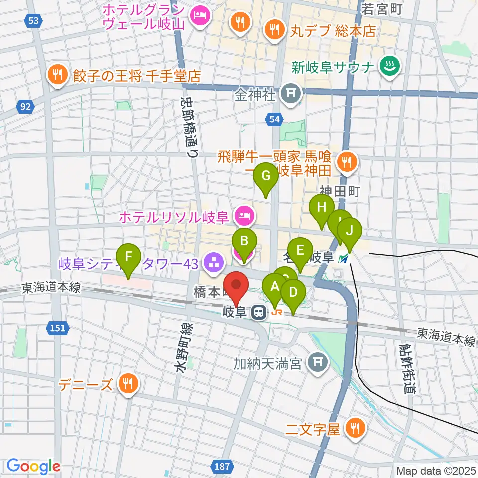 NHK文化センター 岐阜教室周辺のコンビニエンスストア一覧地図