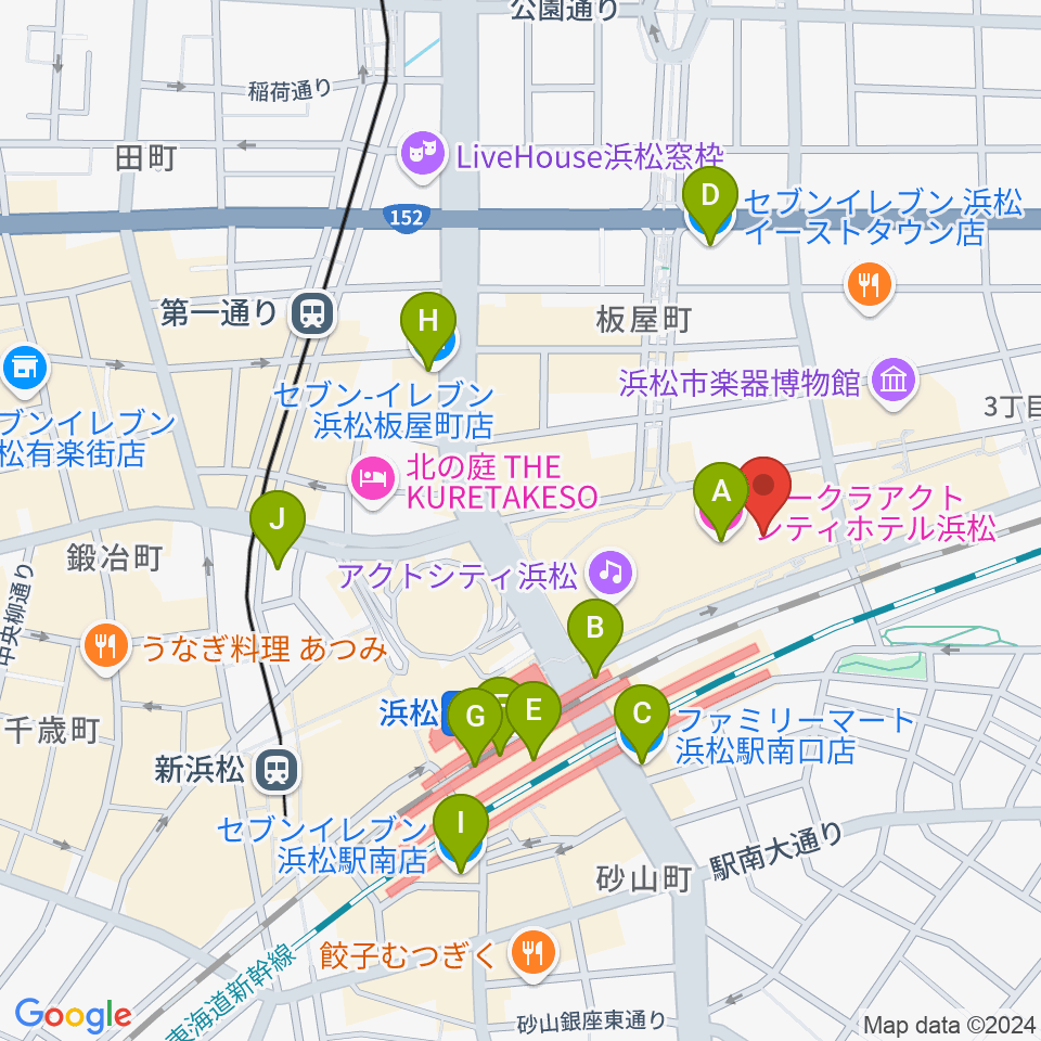 NHK文化センター浜松教室周辺のコンビニエンスストア一覧地図