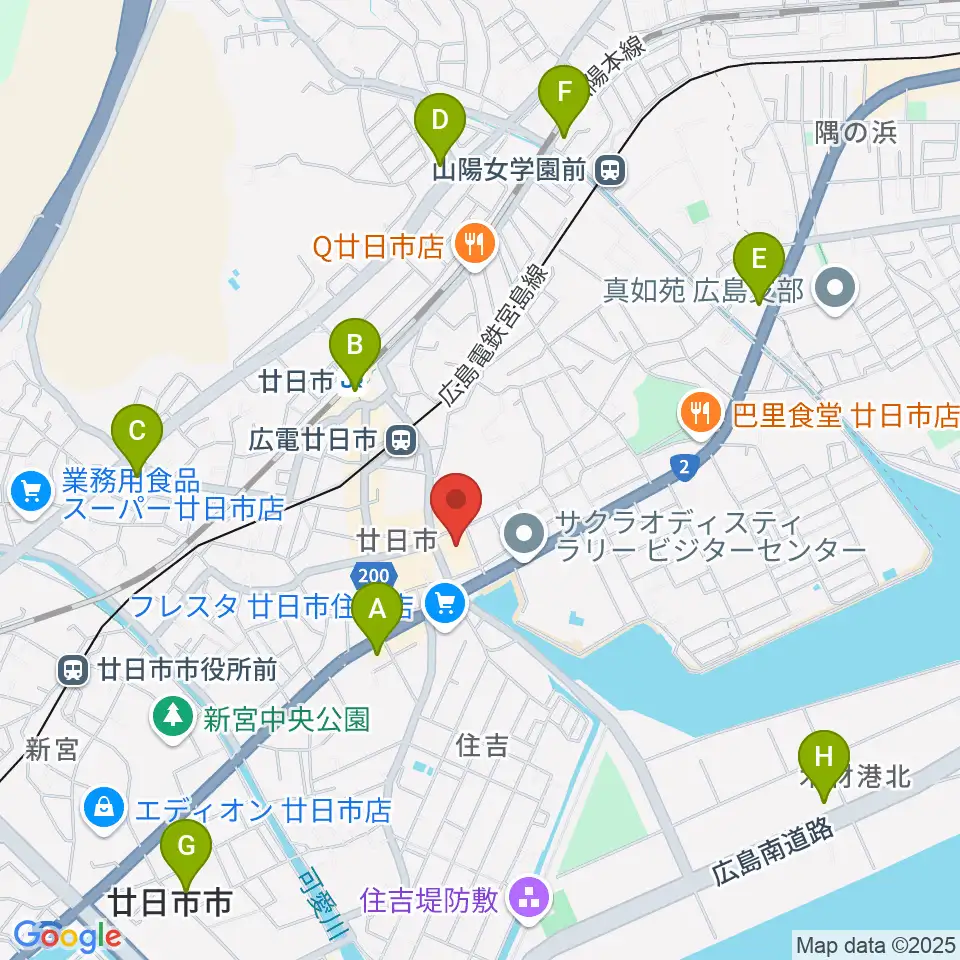 廿日市市中央市民センター周辺のコンビニエンスストア一覧地図