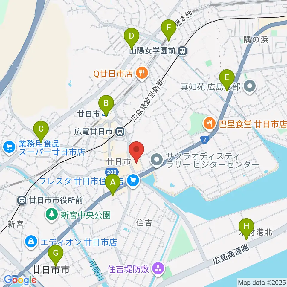廿日市市中央市民センター周辺のコンビニエンスストア一覧地図
