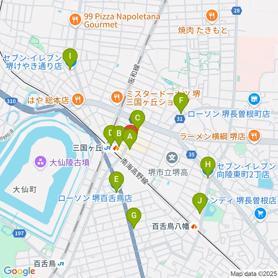 三国ヶ丘FUZZ(ファズ)周辺のコンビニエンスストア一覧地図