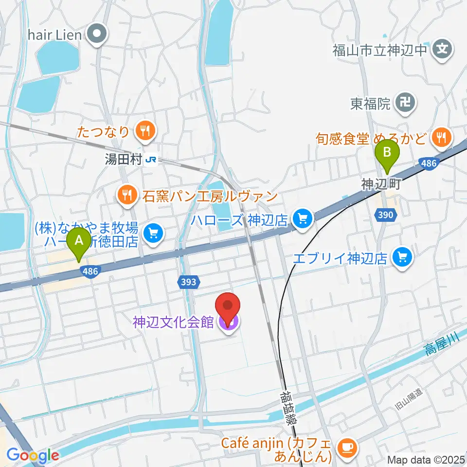 福山市神辺文化会館周辺のコンビニエンスストア一覧地図