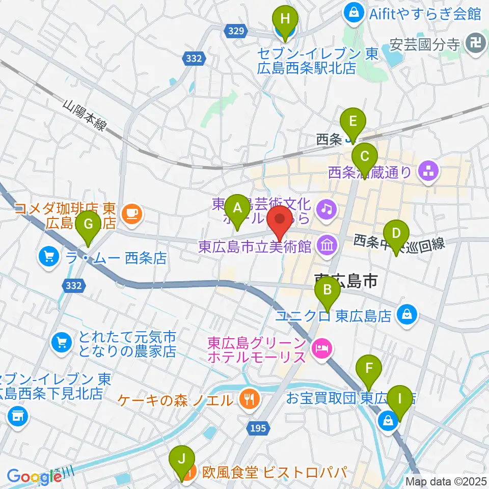 東広島市市民文化センター周辺のコンビニエンスストア一覧地図