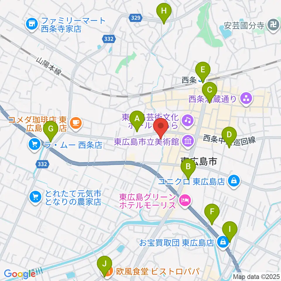 東広島市市民文化センター周辺のコンビニエンスストア一覧地図
