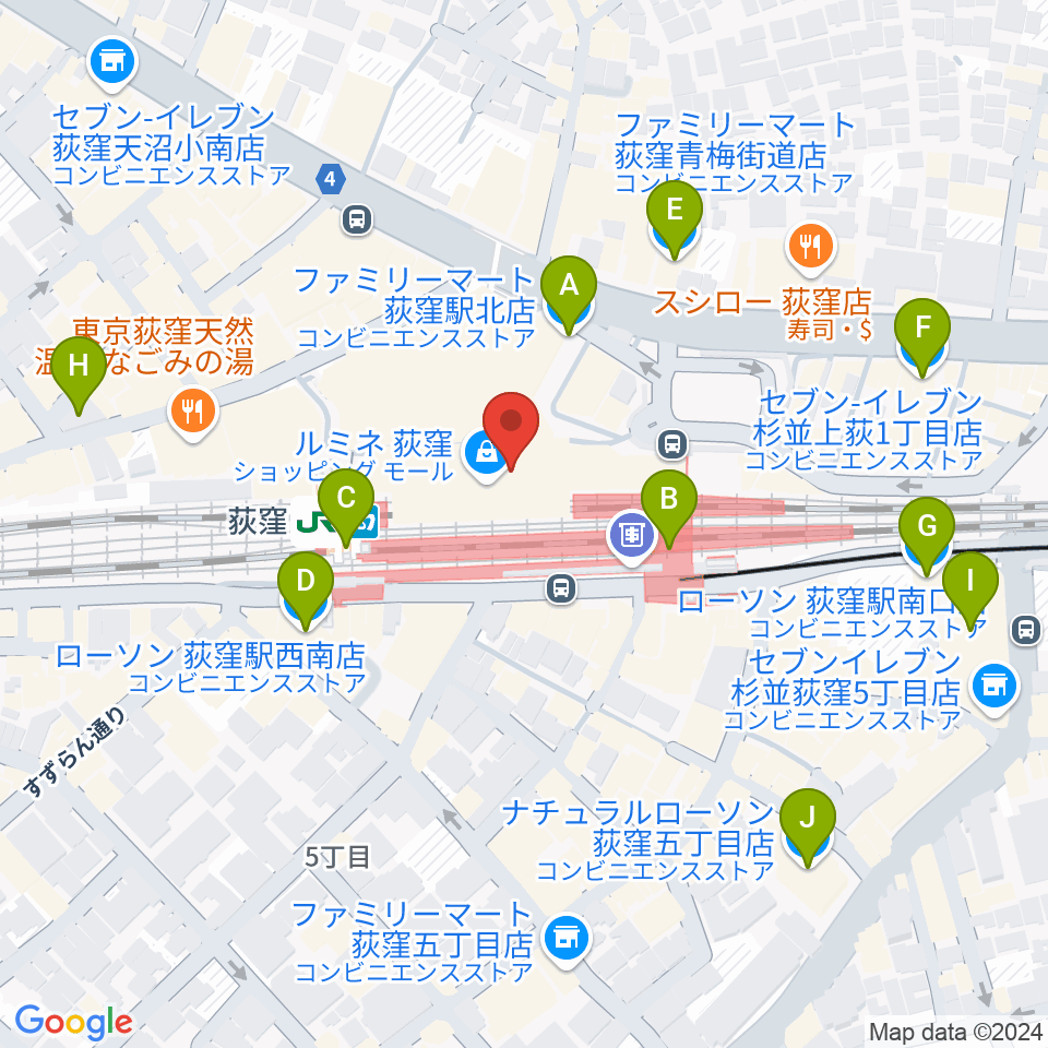 よみうりカルチャー荻窪周辺のコンビニエンスストア一覧地図