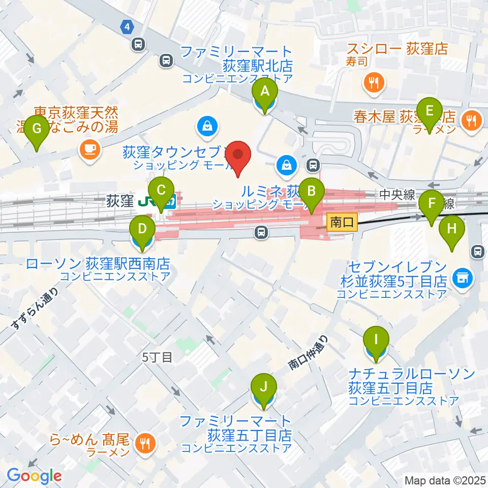 よみうりカルチャー荻窪周辺のコンビニエンスストア一覧地図