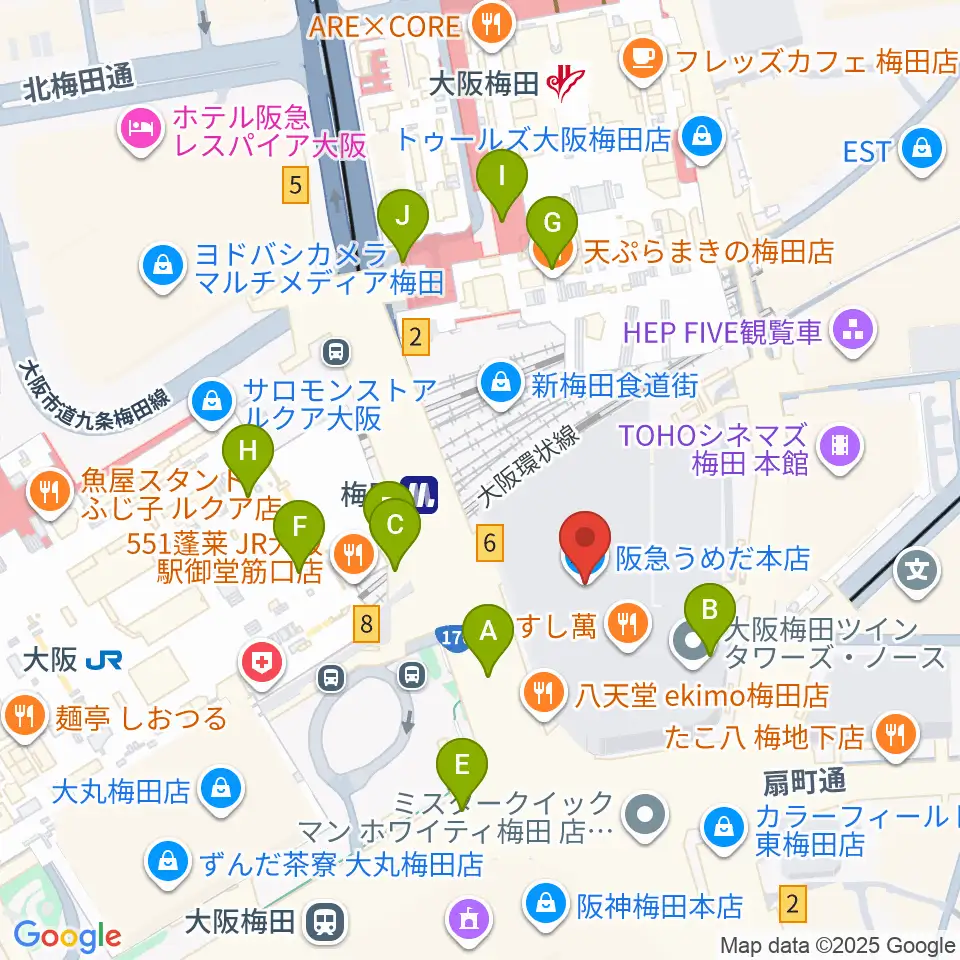 NHK文化センター 梅田教室周辺のコンビニエンスストア一覧地図