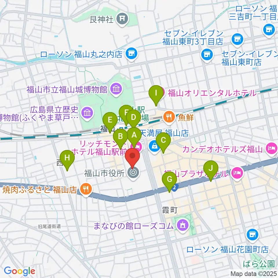 広島県民文化センターふくやま周辺のコンビニエンスストア一覧地図