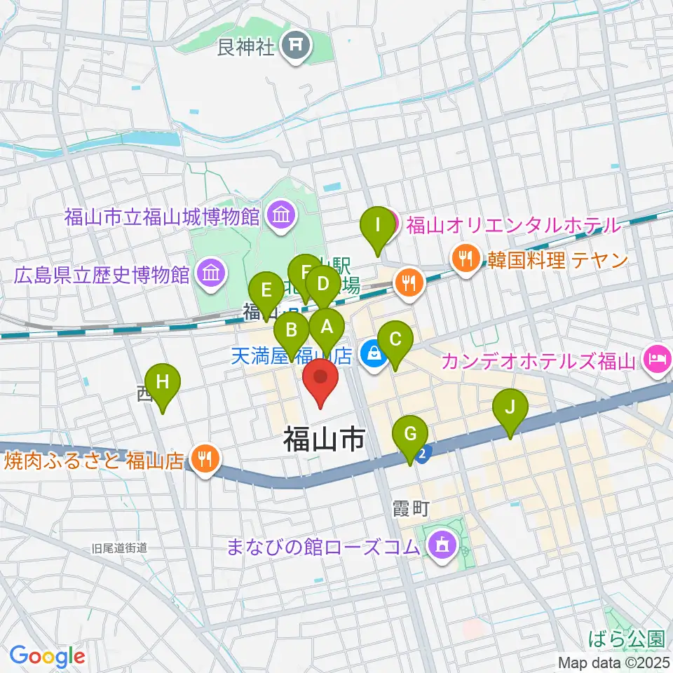 広島県民文化センターふくやま周辺のコンビニエンスストア一覧地図