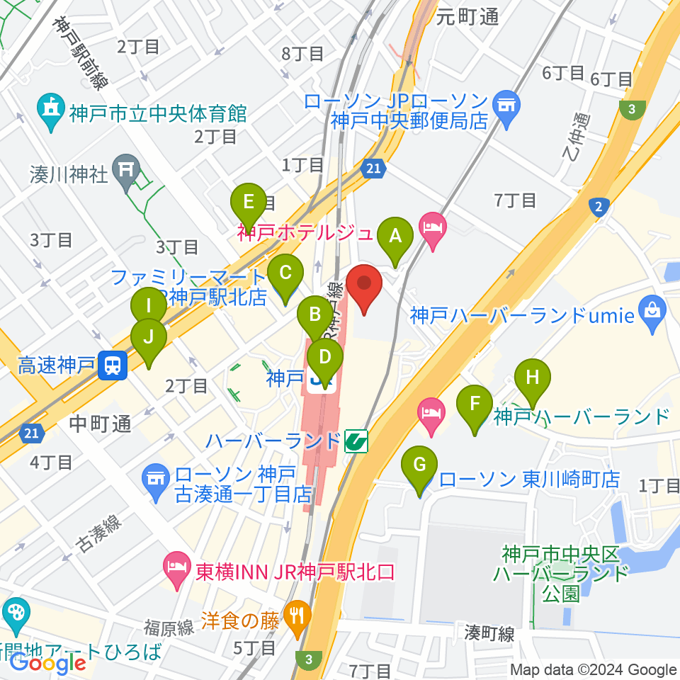 NHK文化センター神戸教室周辺のコンビニエンスストア一覧地図