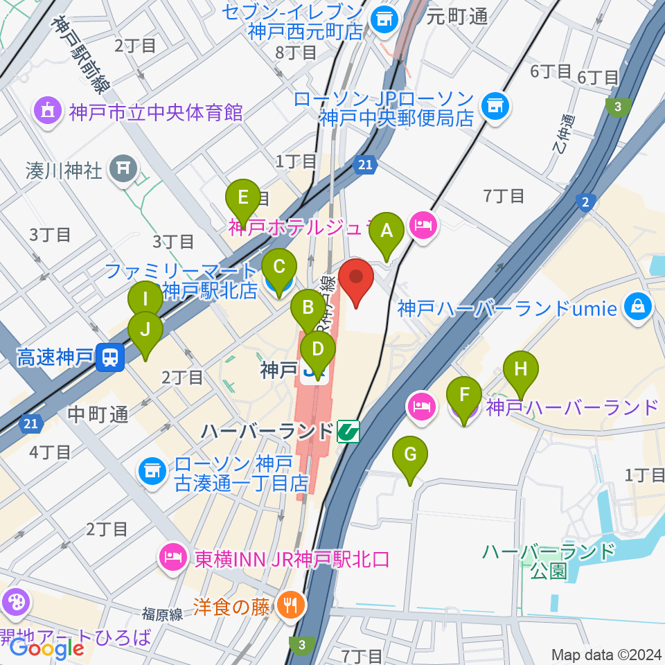 NHK文化センター神戸教室周辺のコンビニエンスストア一覧地図