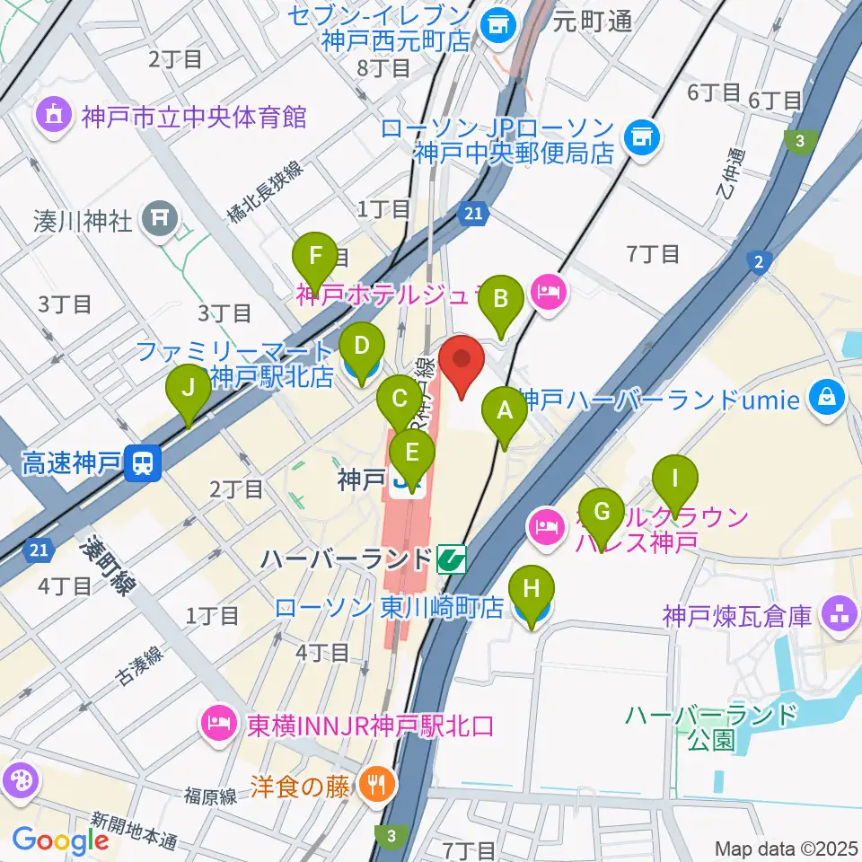 NHK文化センター神戸教室周辺のコンビニエンスストア一覧地図