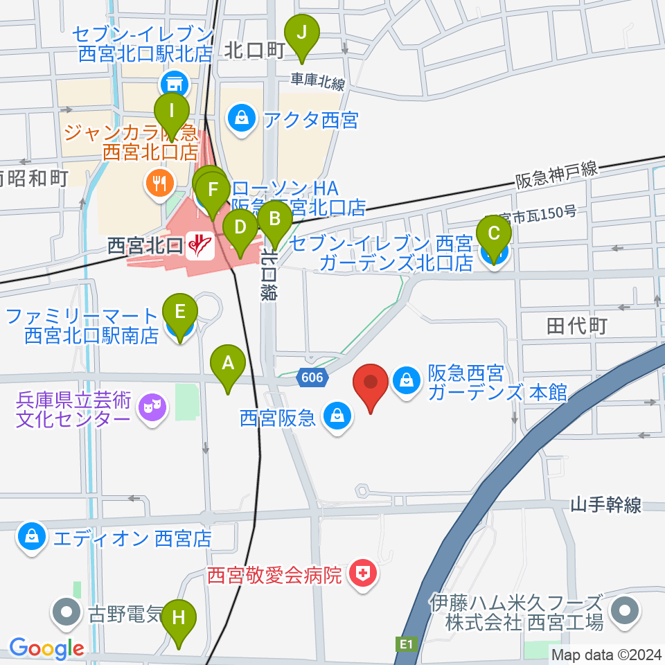 NHK文化センター西宮ガーデンズ教室周辺のコンビニエンスストア一覧地図