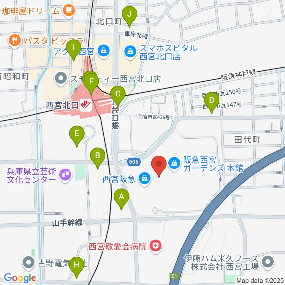 NHK文化センター西宮ガーデンズ教室周辺のコンビニエンスストア一覧地図