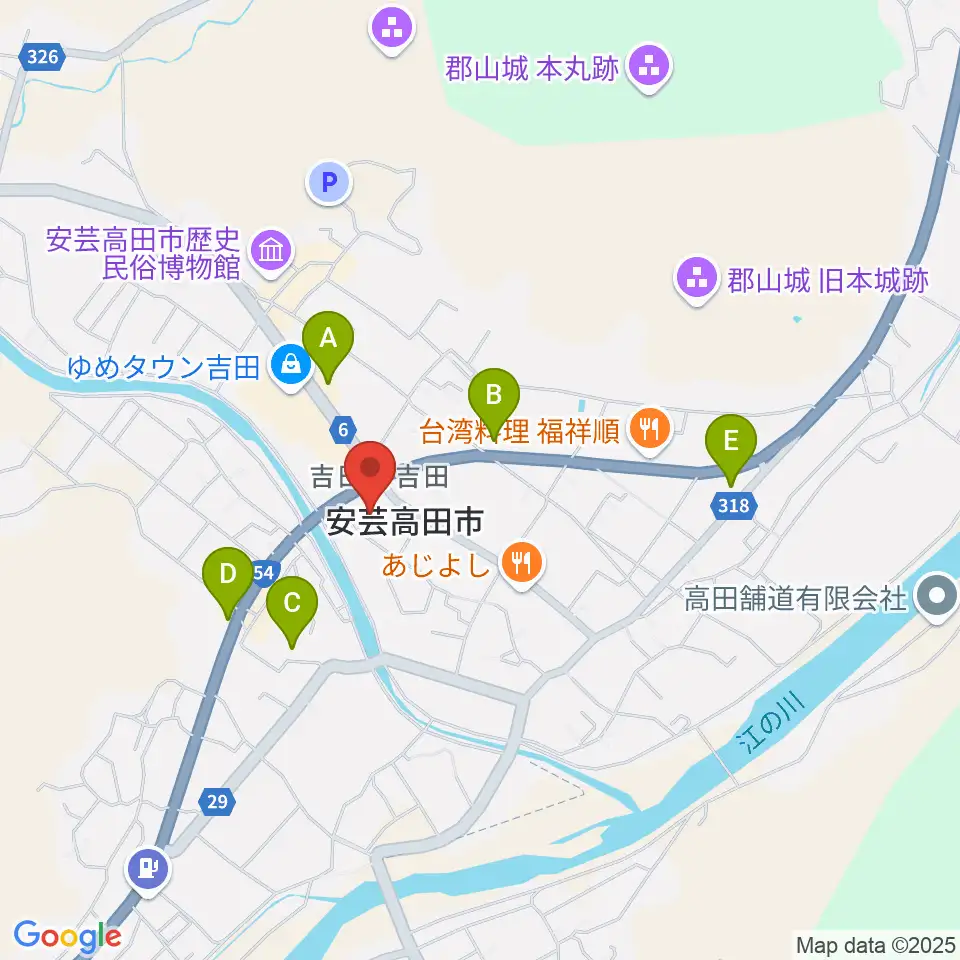 安芸高田市民文化センター クリスタルアージョ周辺のコンビニエンスストア一覧地図