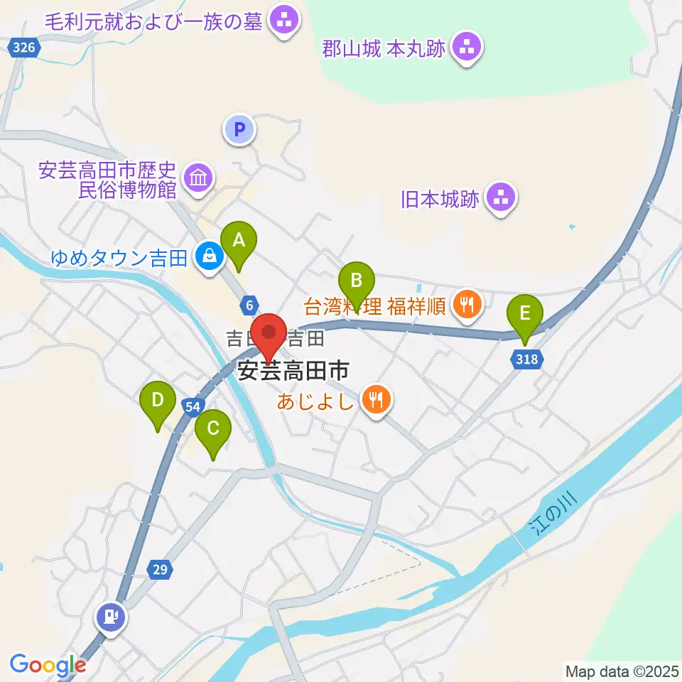 安芸高田市民文化センター クリスタルアージョ周辺のコンビニエンスストア一覧地図