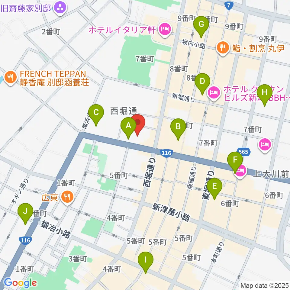 新潟市民プラザ周辺のコンビニエンスストア一覧地図