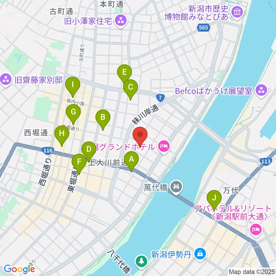 クロスパルにいがた周辺のコンビニエンスストア一覧地図