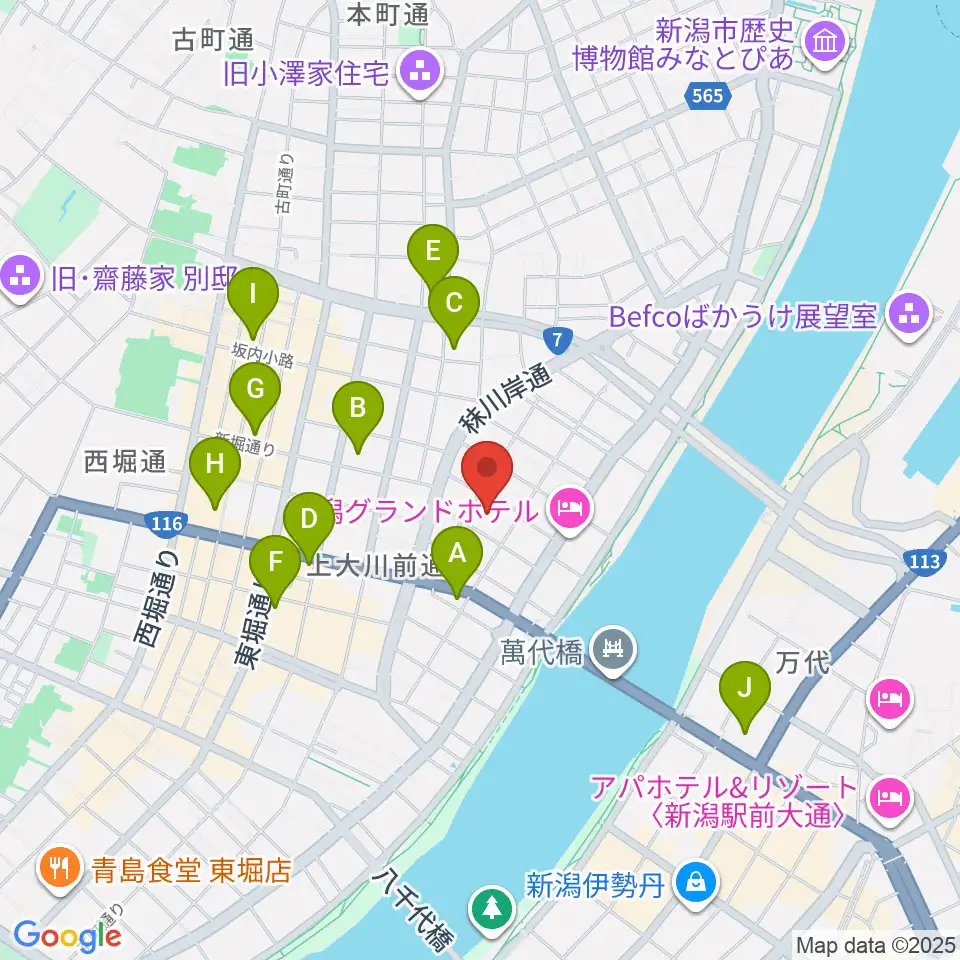 クロスパルにいがた周辺のコンビニエンスストア一覧地図