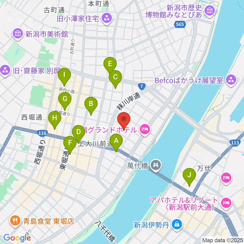 クロスパルにいがた周辺のコンビニエンスストア一覧地図