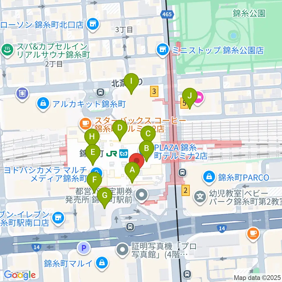 よみうりカルチャー錦糸町周辺のコンビニエンスストア一覧地図