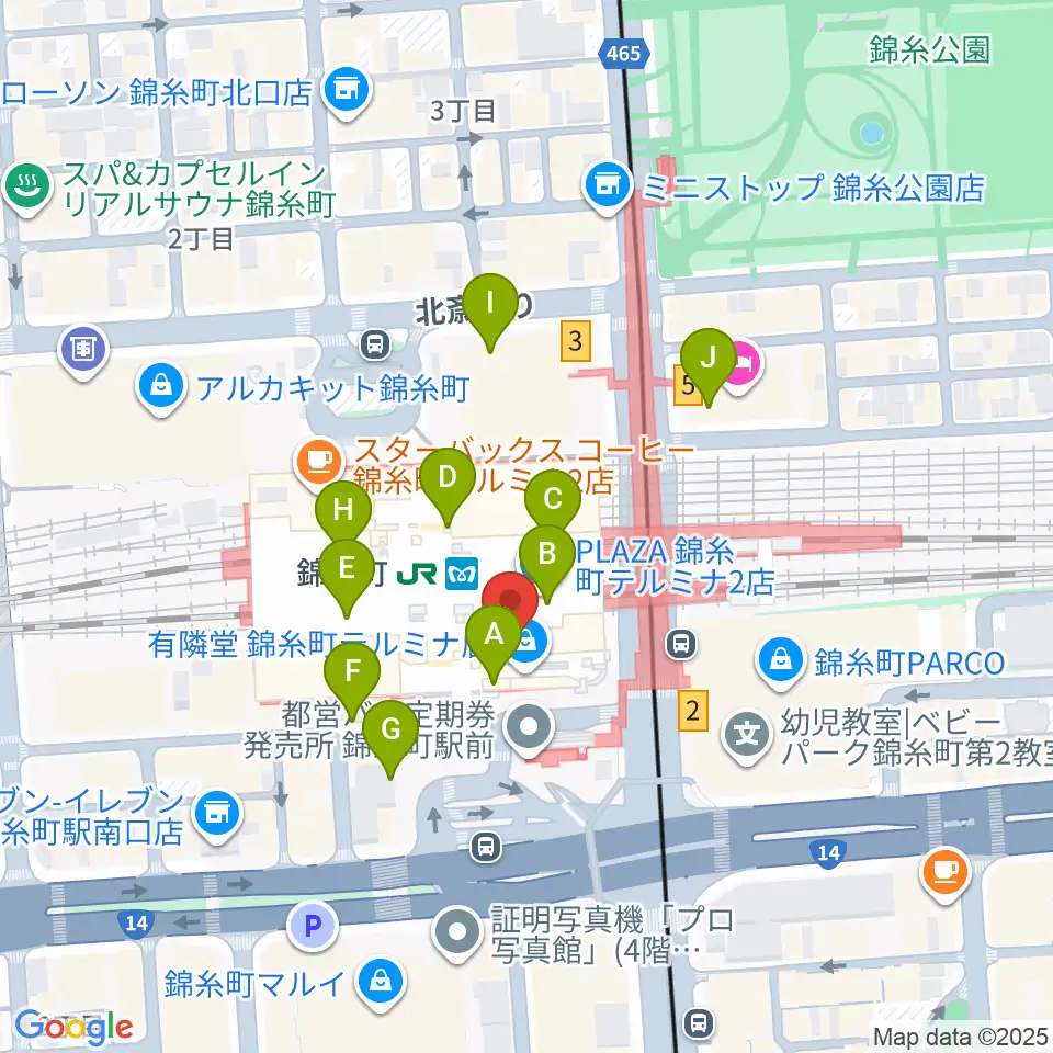 よみうりカルチャー錦糸町周辺のコンビニエンスストア一覧地図